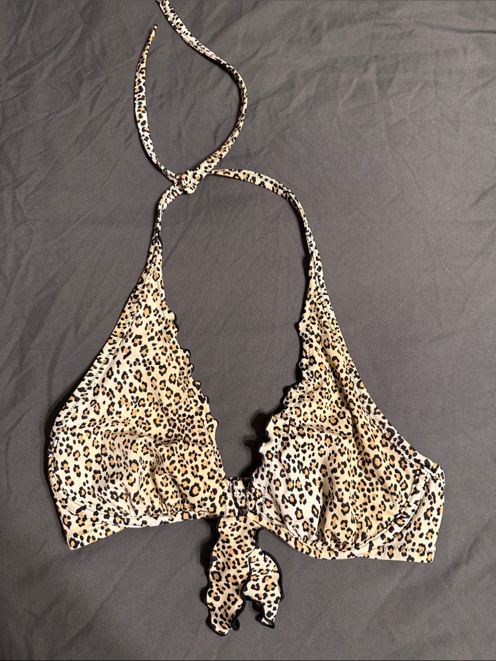 Victoria's Secret Leopard Print Bikini Top - Beige/Black